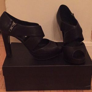Jcrew Black Platform Peep Toe Heel